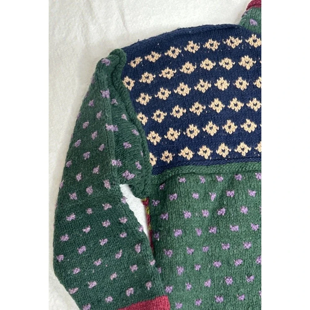 AMANO Geometric Pattern Hand-knitted Wool Cardigan Unisex Oversized Boxy Large